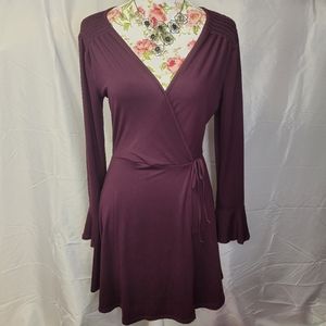 Francesca's purple long sleeve wrap dress XS